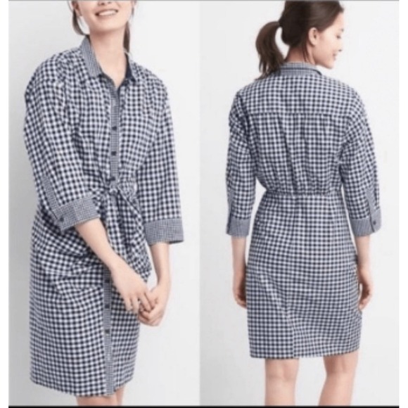 GAP Dresses & Skirts - Gap Sarah Jessica Parker Coastal Beachy Navy White Gingham Check Dress Medium